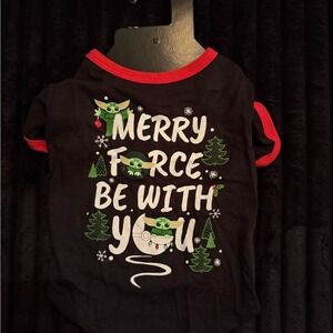 Star Wars Black and Red‎ Dog Tee - Merry Force Be With You - Size Medium